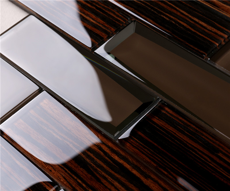 Beveled Wood-like Glass Tile