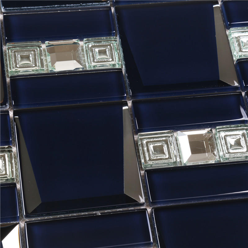 Navy Blue Backsplash Glass Mosaic Tile Glass Kitchen Backsplash Tile