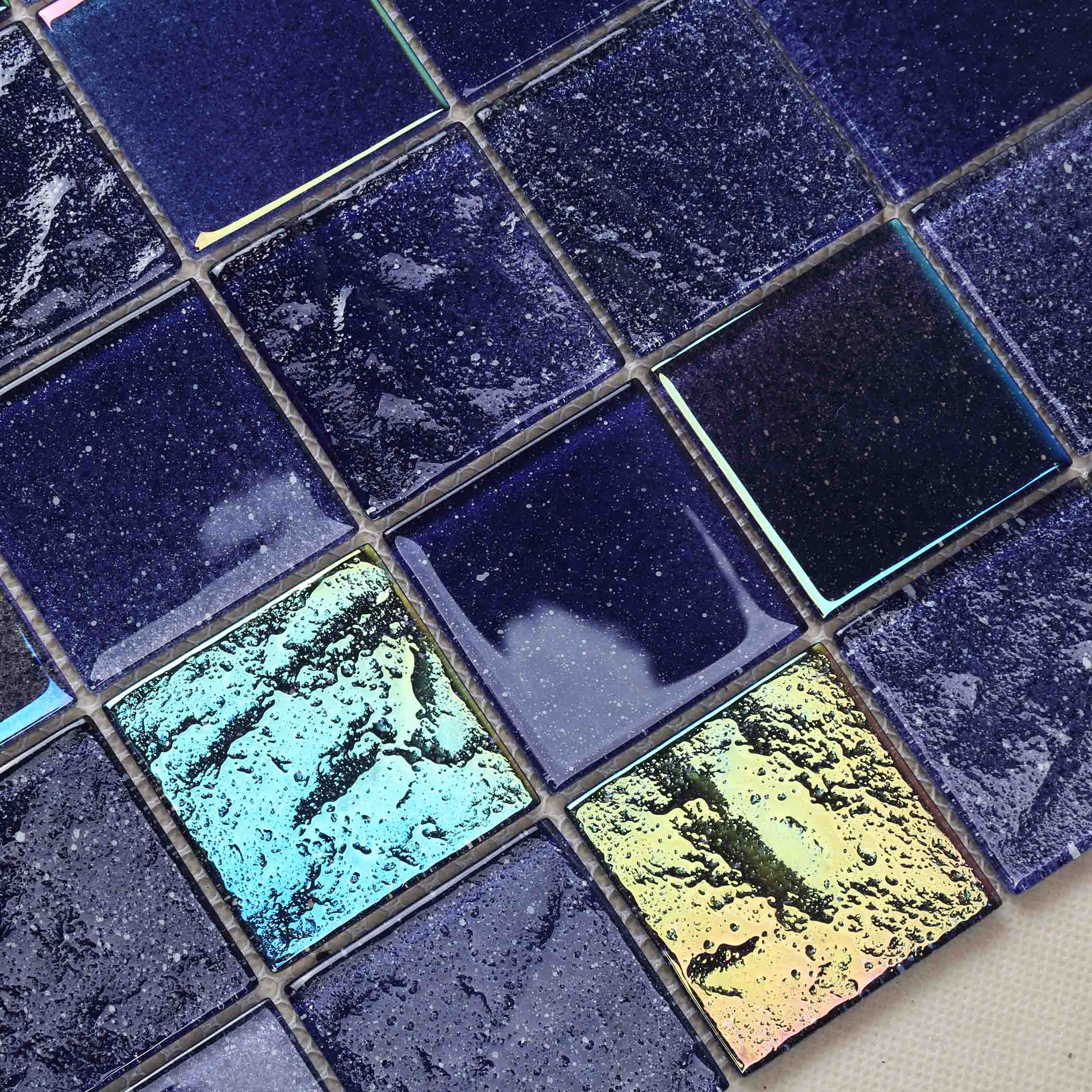 Purple Blue Electroplating Starry Sky Glass Mosaic Tiles for Swimming Pool