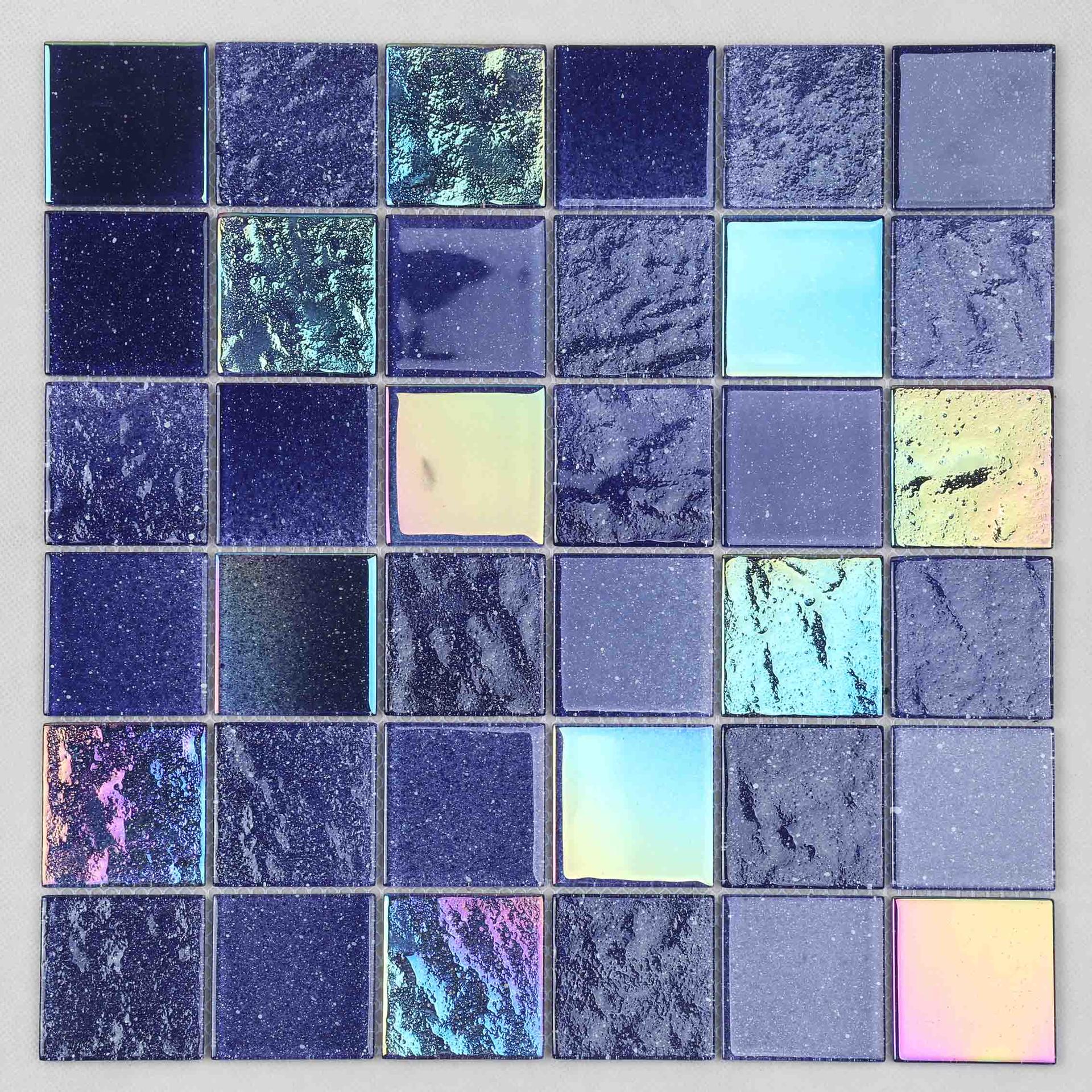 Purple Blue Electroplating Starry Sky Glass Mosaic Tiles for Swimming Pool