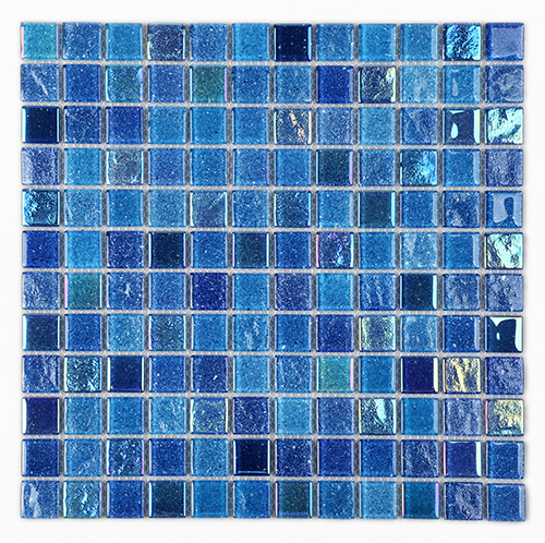 1x1 Iridescent Electroplated Starry Sky Blue Glass Mosaic Tiles