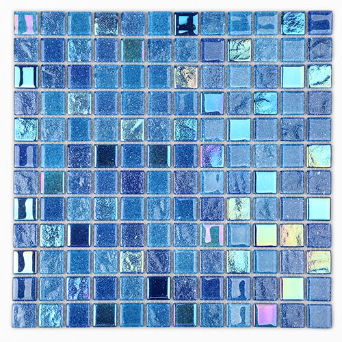 1x1 Iridescent Electroplated Starry Sky Blue Glass Mosaic Tiles