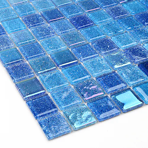 1x1 Iridescent Electroplated Starry Sky Blue Glass Mosaic Tiles