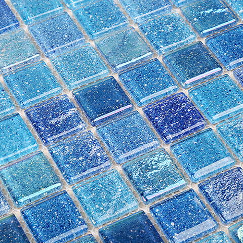 1x1 Iridescent Electroplated Starry Sky Blue Glass Mosaic Tiles