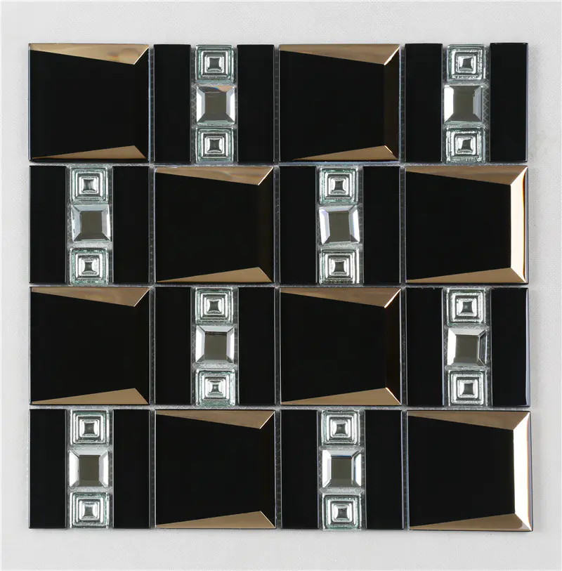 Black Luxurious Beveled Glass Mosaic Tiles HMB126