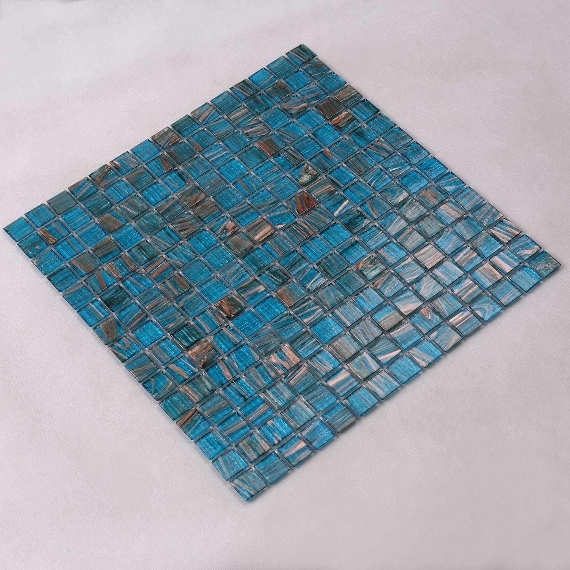 Heng Xing-Blue Mix Golden Line Colorful Swimming Pool Mosaic Tile-1