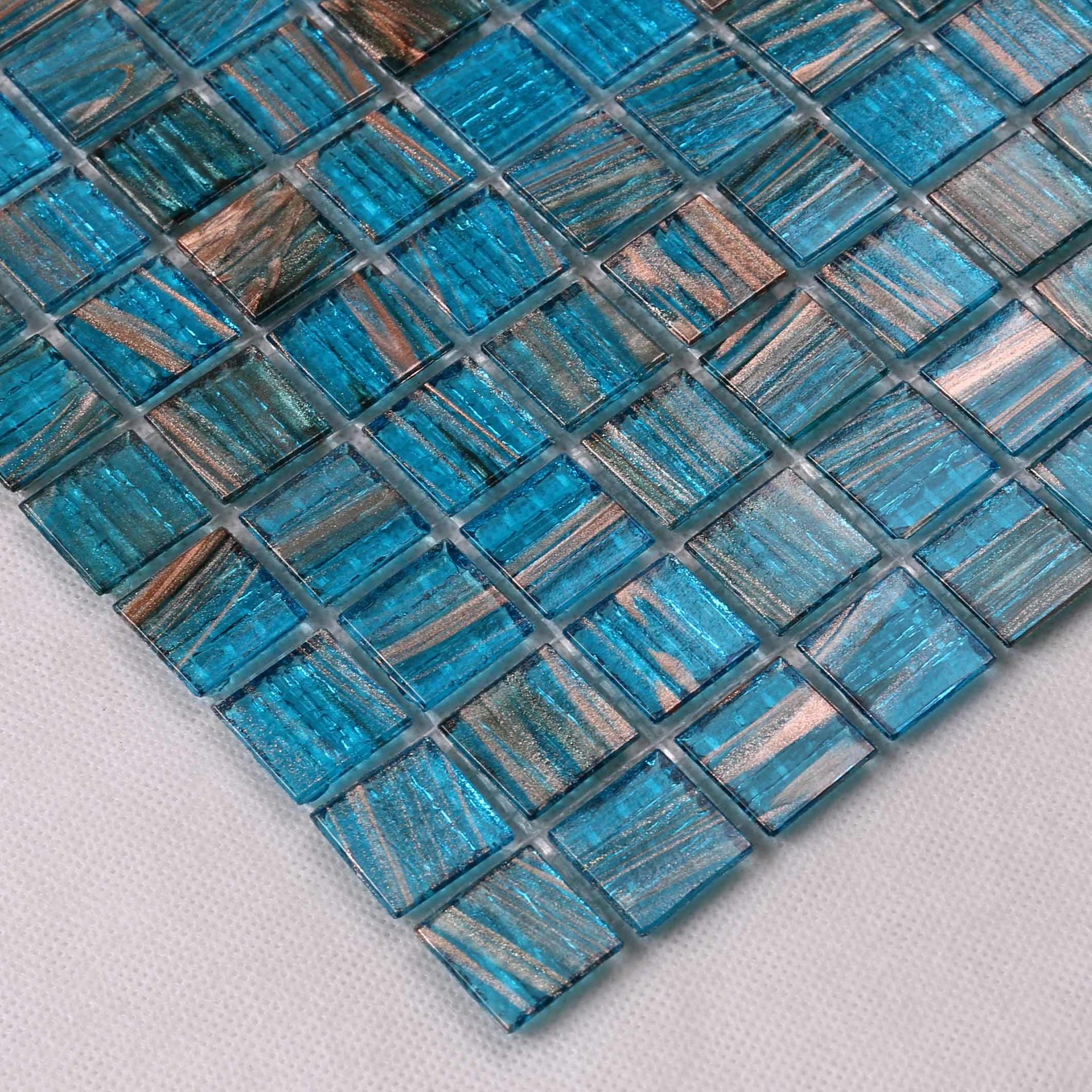 Blue Mix Golden Line Colorful Swimming Pool Mosaic Tile
