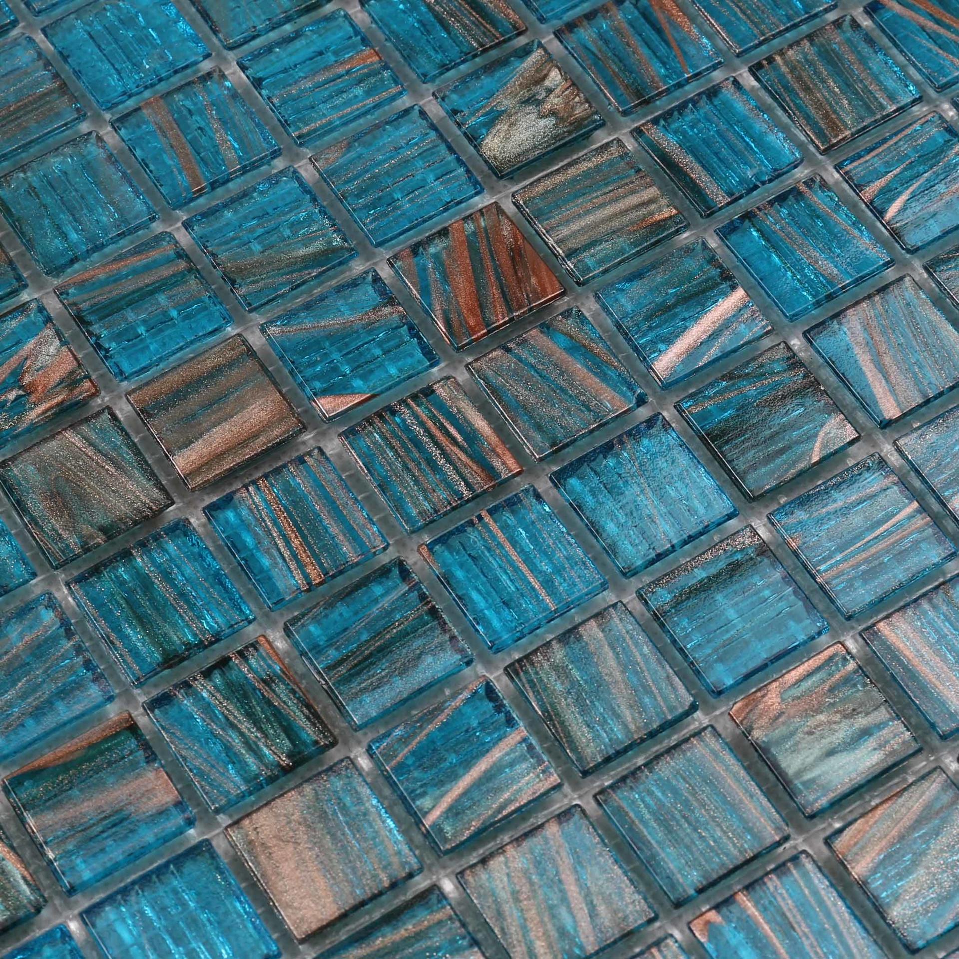 Blue Mix Golden Line Colorful Swimming Pool Mosaic Tile
