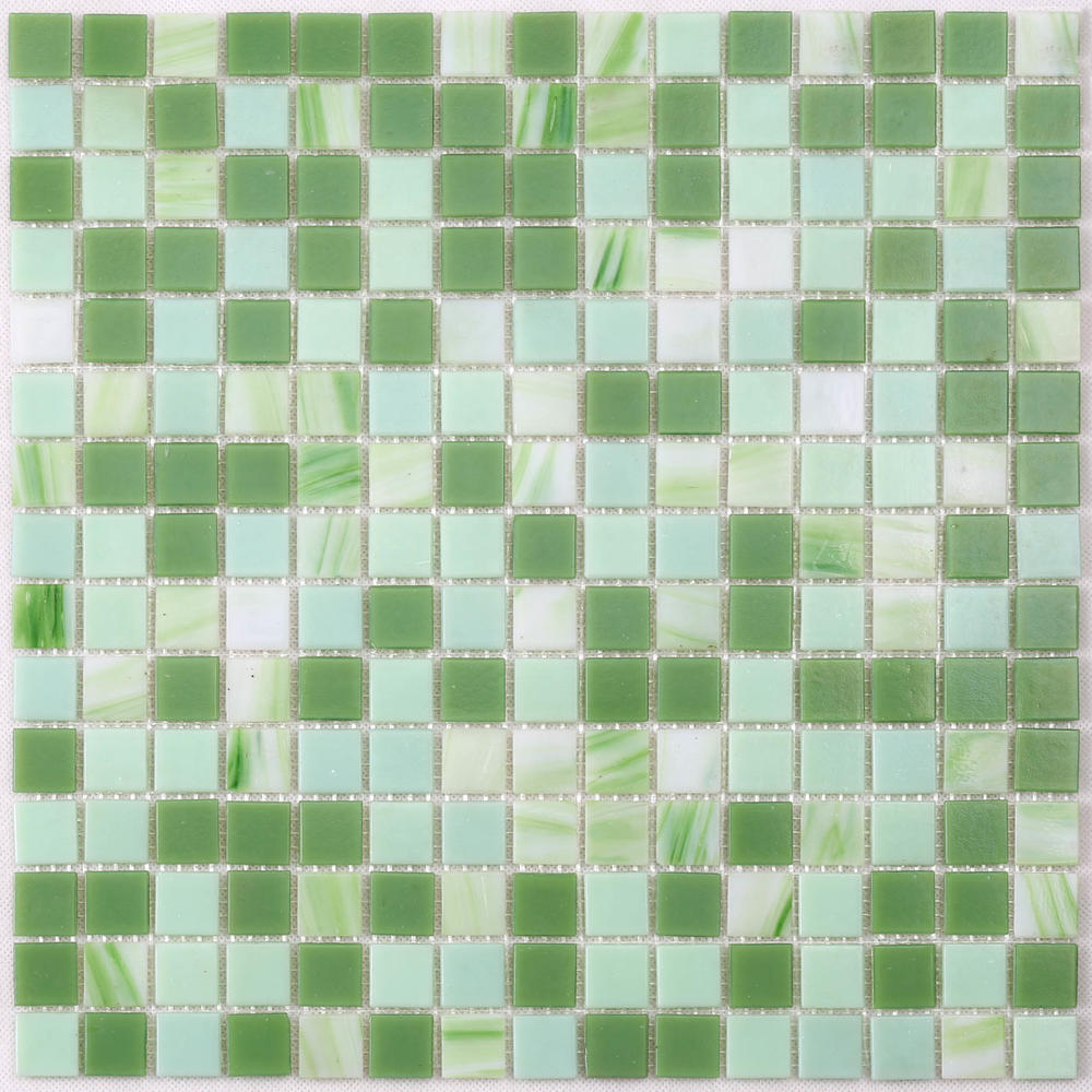 Green golden line hot melting glass swimming pool tiles