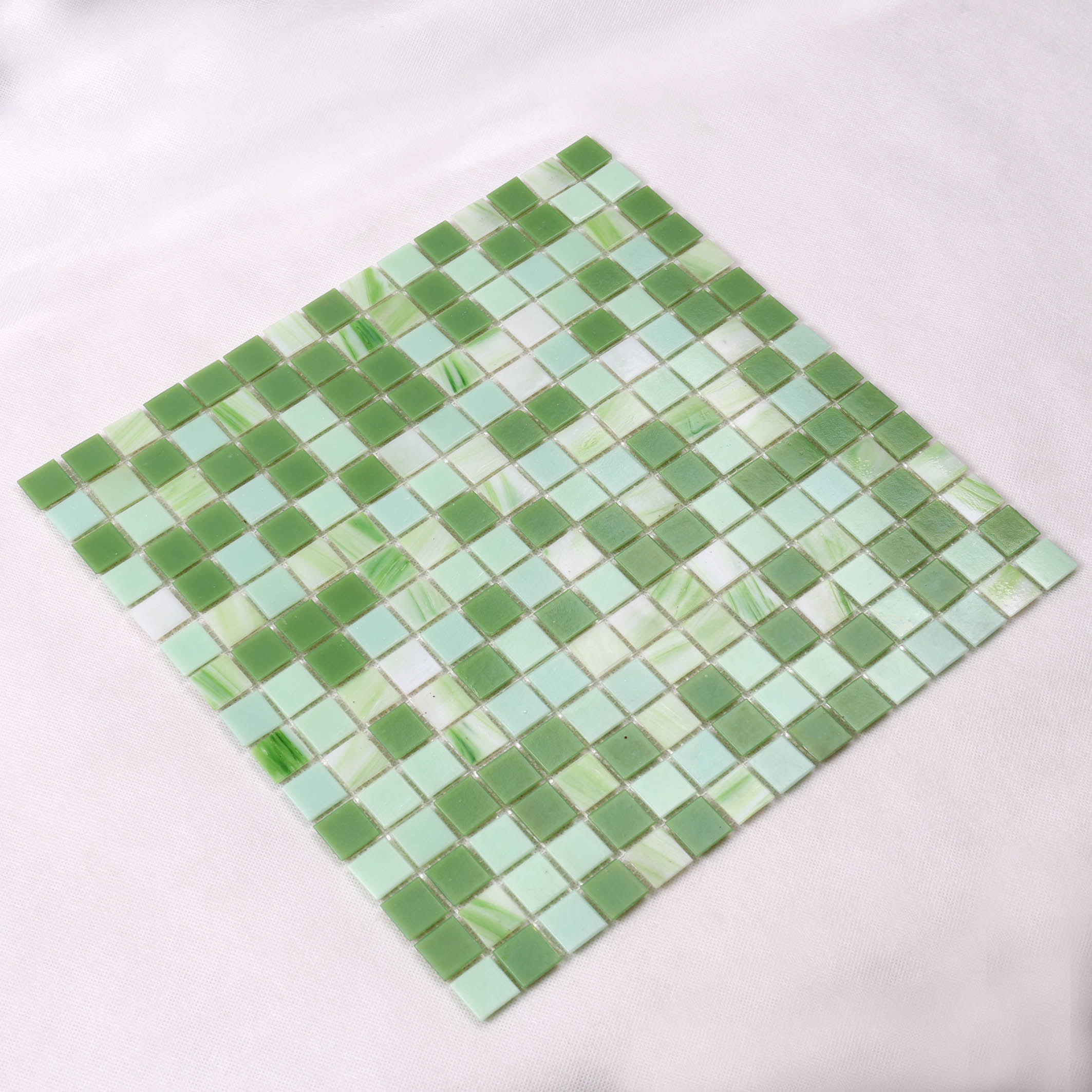 Green golden line hot melting glass swimming pool tiles