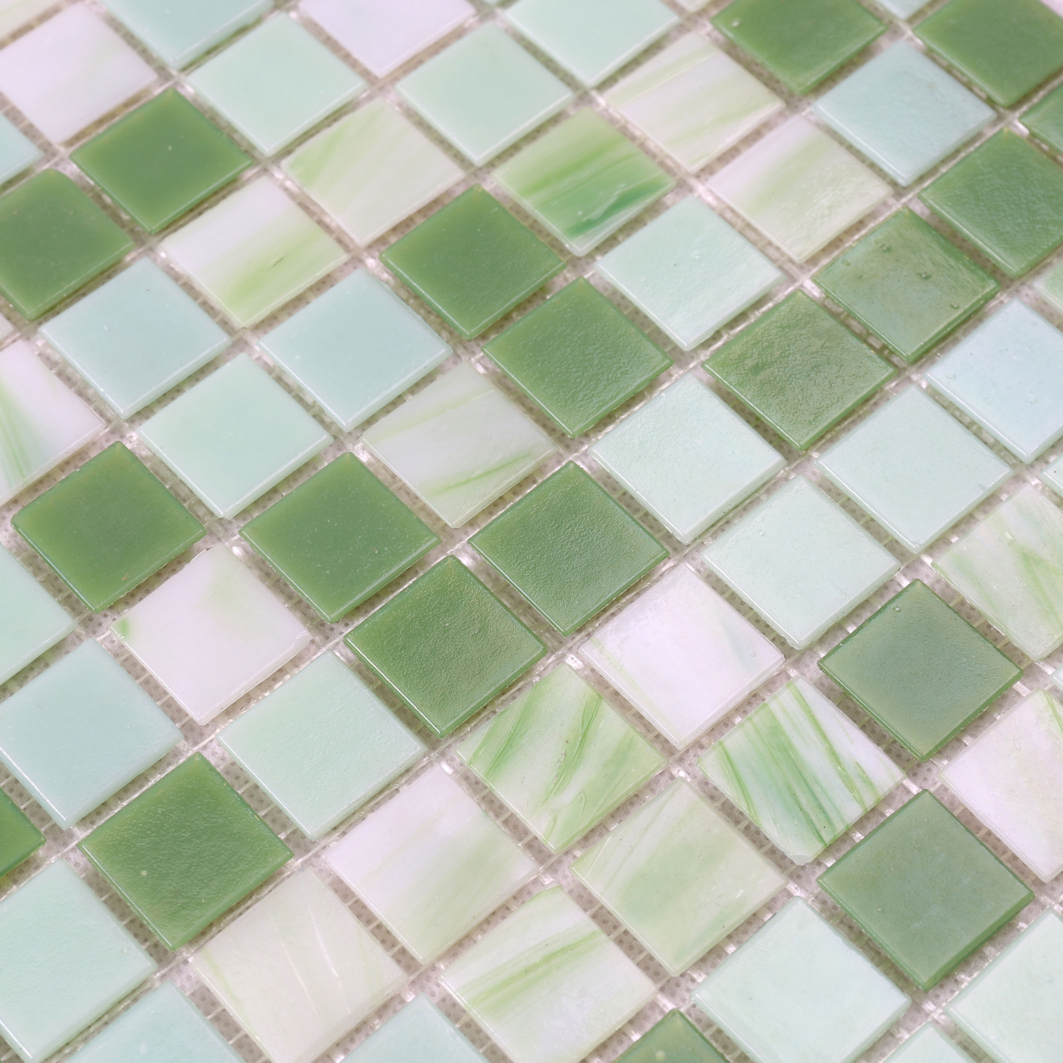Green golden line hot melting glass swimming pool tiles