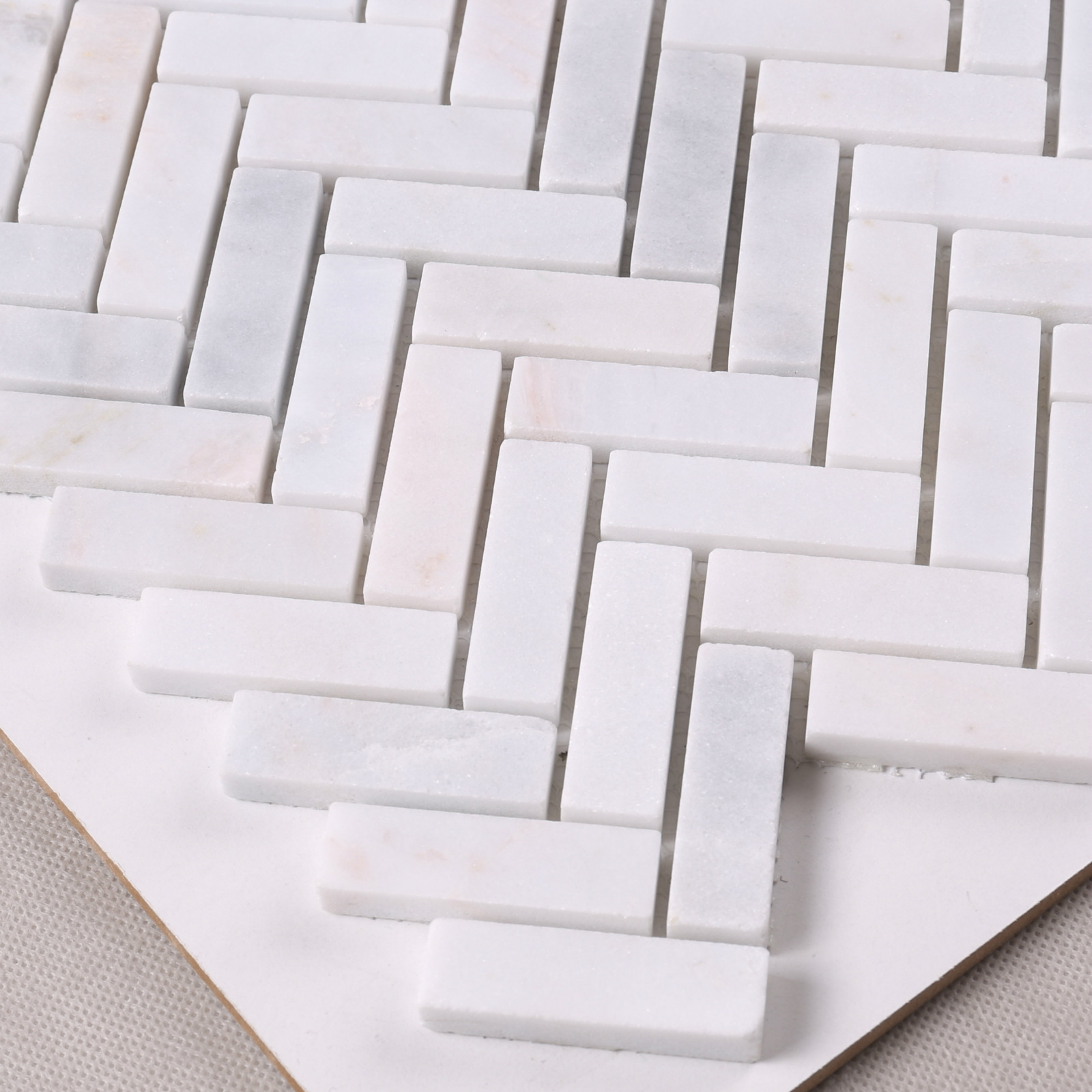 HSC147 Carrara Herringbon White Marble Mosaic Tiles