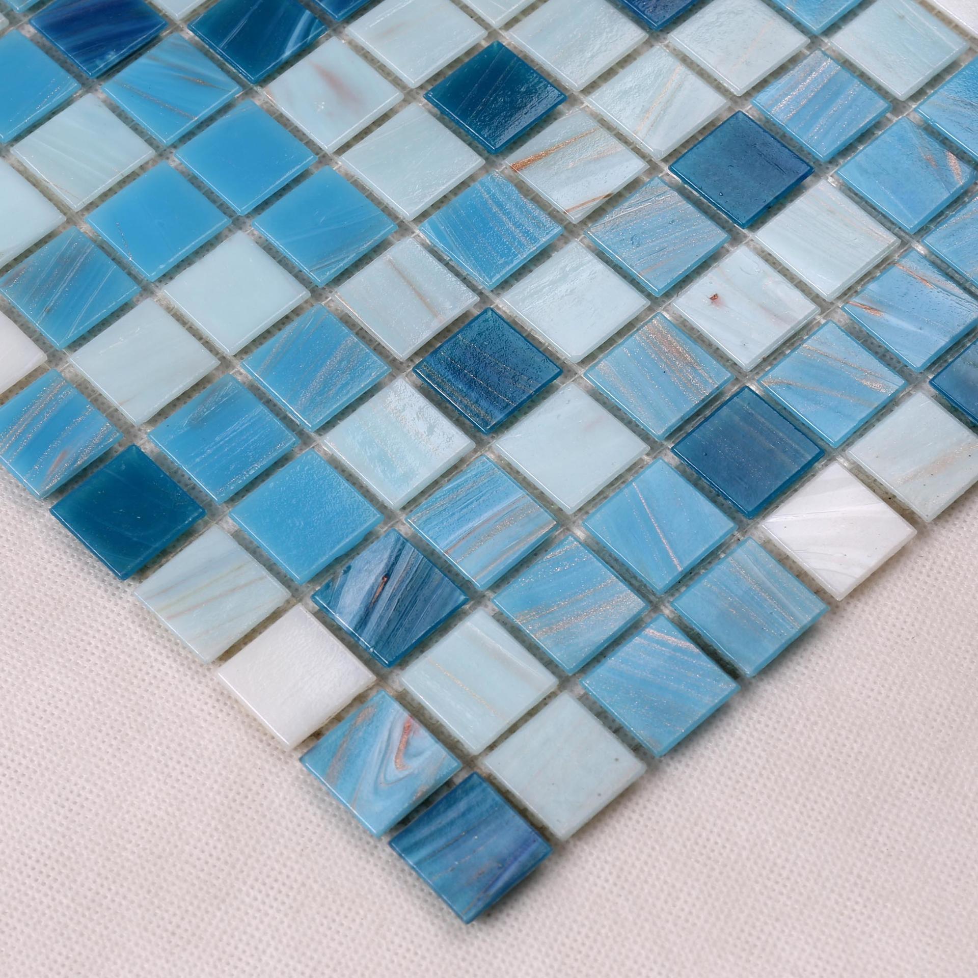 Mixed Golden Line iridescent Glass Swimming Pool Tiles CL09