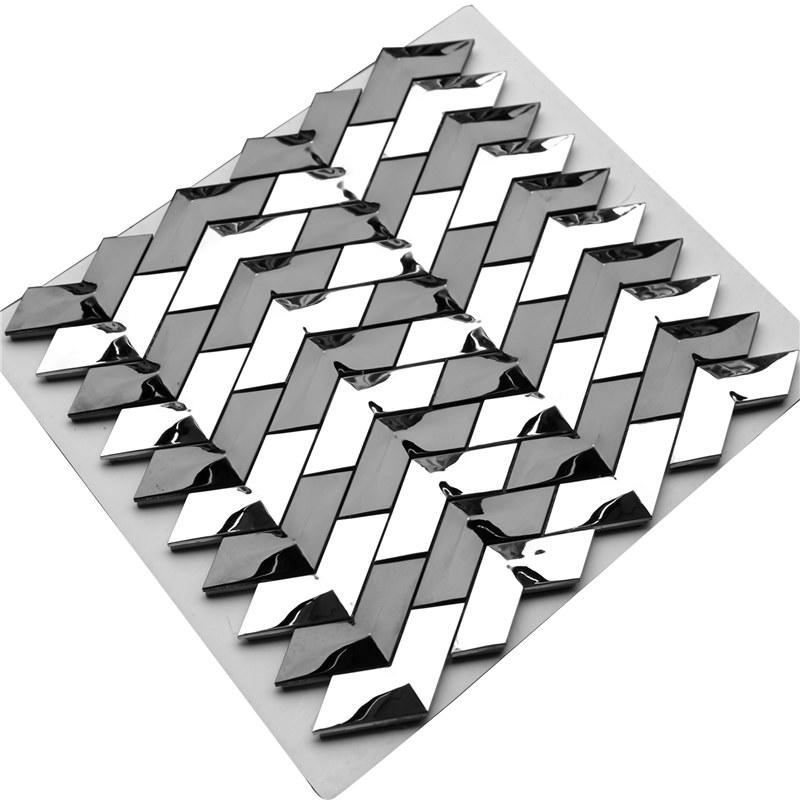 Black and Sliver 304 Stainless Steel Decorative Herribone Metal Mosaic Tile