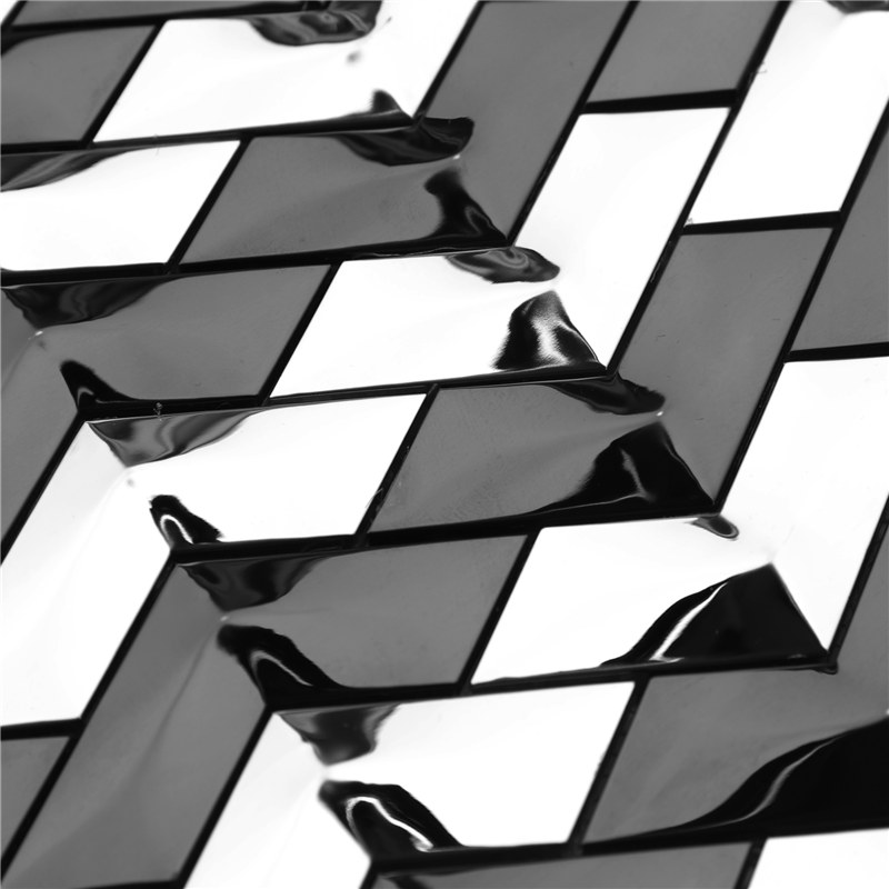 Black and Sliver 304 Stainless Steel Decorative Herribone Metal Mosaic Tile