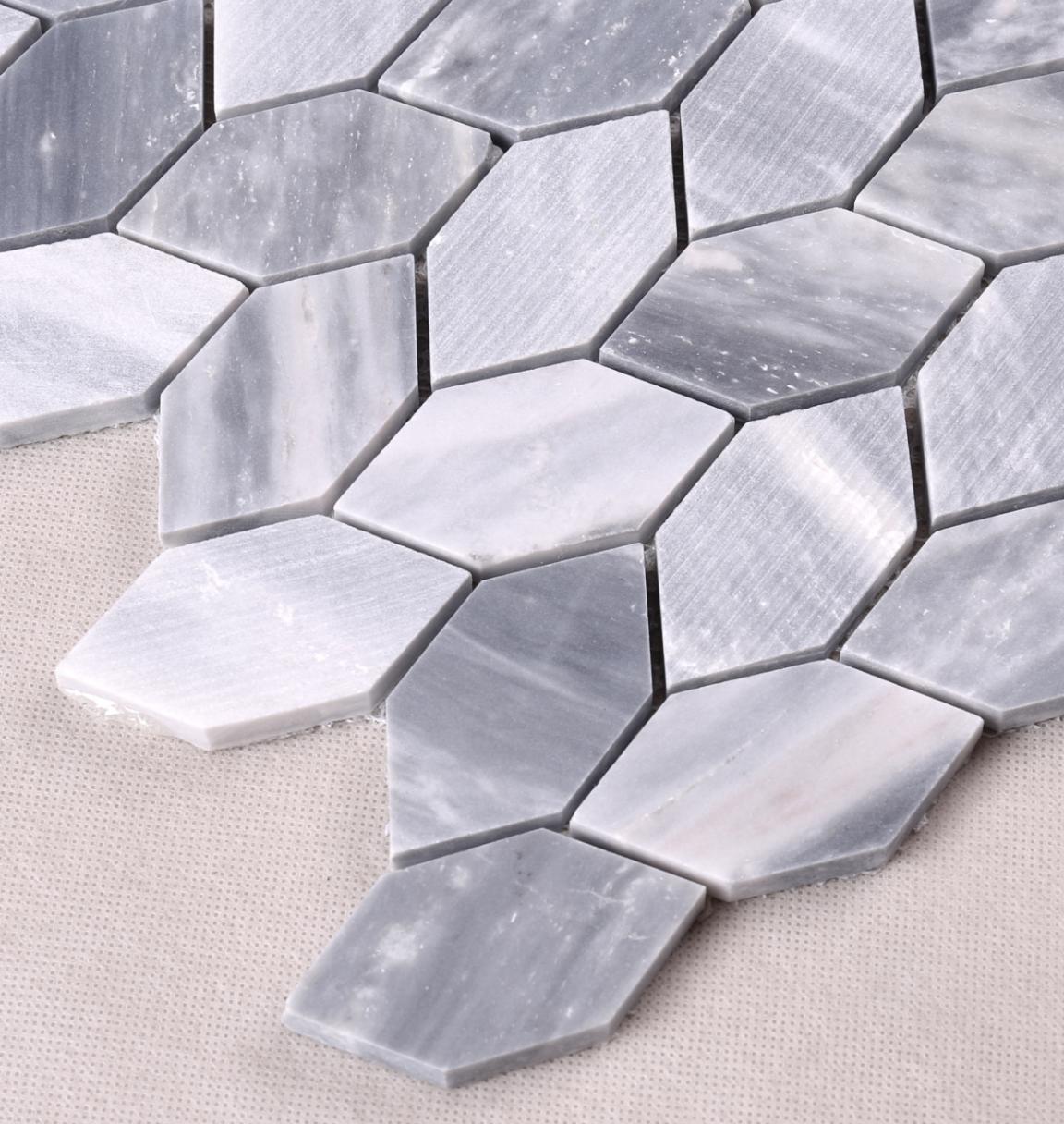 HSC137 Classic Grey Color Leaf Shape Stone Mosaic Floor Tile