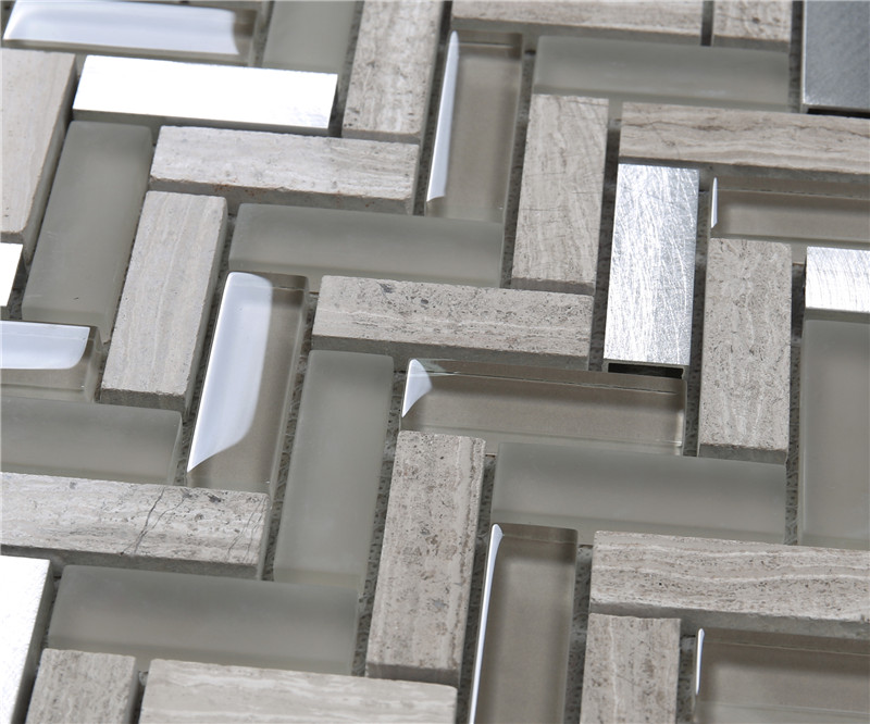 Top white glass tile metallic factory for kitchen-4