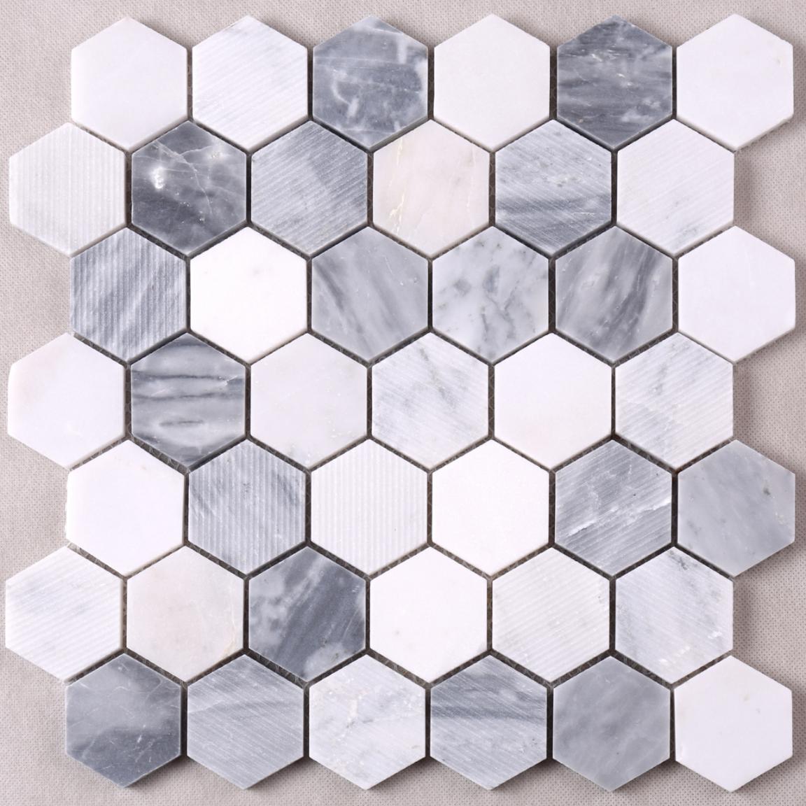 HSC134 Carrara White Hexagon Marble Backsplash Mosaic Tiles