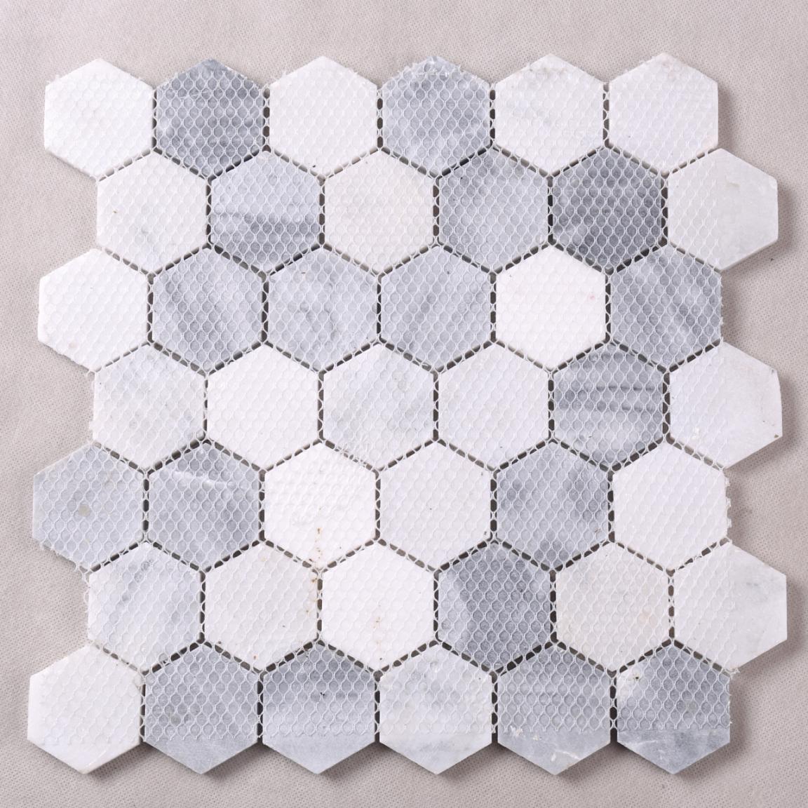 HSC134 Carrara White Hexagon Marble Backsplash Mosaic Tiles