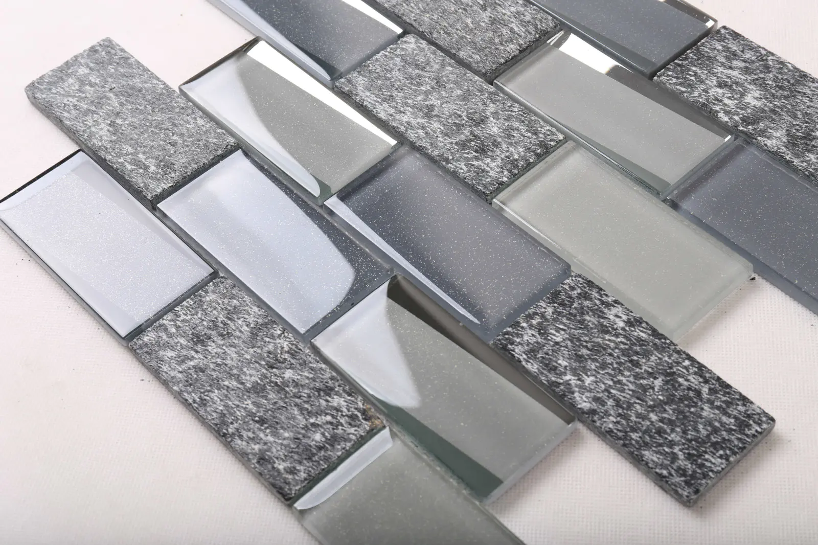 HMB03 Glass Mix Marble Mosaic Tile Grey Top Quality Kitchen Backsplash
