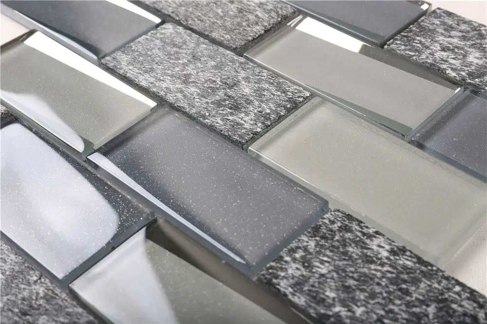 HMB03 Glass Mix Marble Mosaic Tile Grey Top Quality Kitchen Backsplash