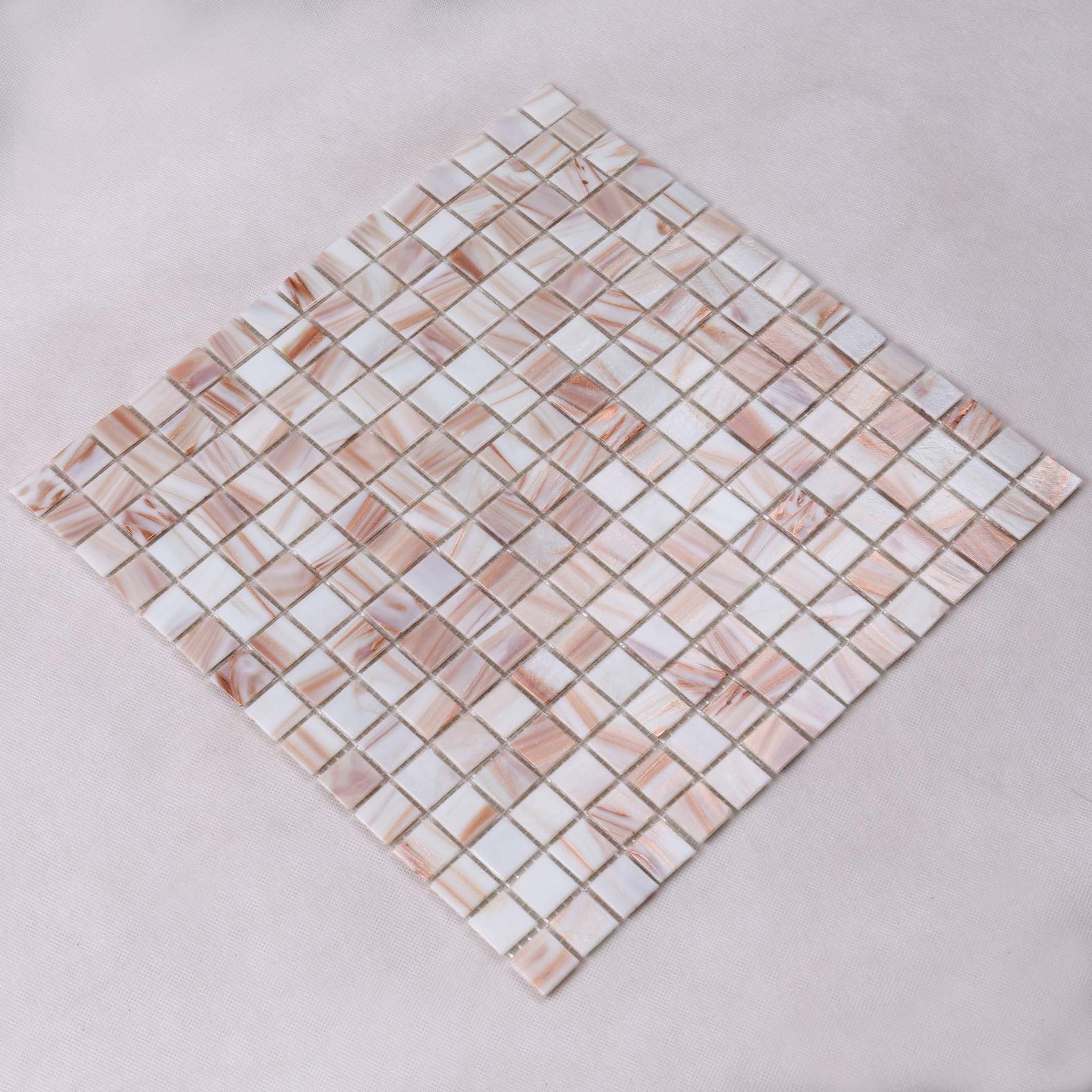 Pink Mix Golden Line Colorful Swimming Pool Border Mosaic Tile E101