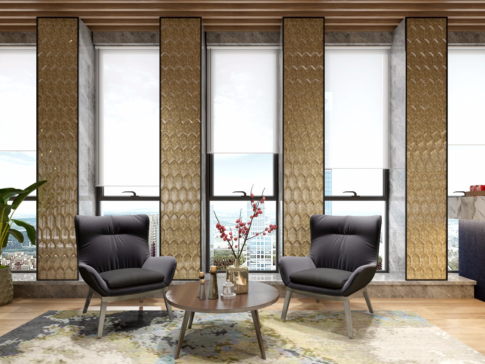 3x3 mosaic glass herringbone personalized for living room-6
