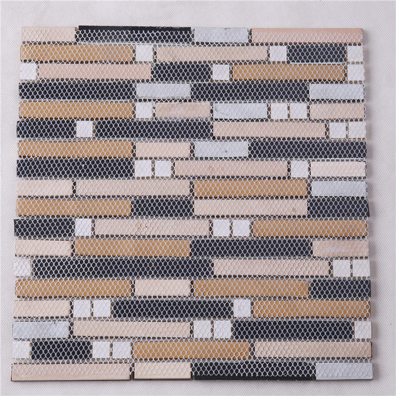 Golden Rectangle Glass Decorative Mosaic Tiles for Wall