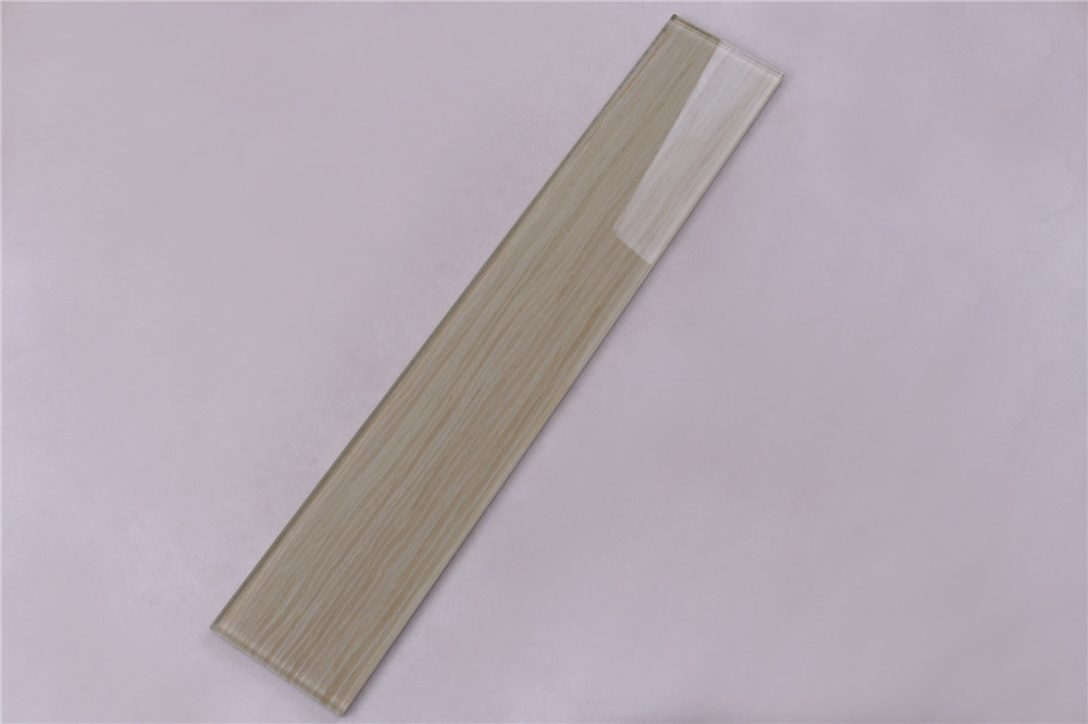 Natural Wooden Color Beige Glass Mosaic Tiles HSMW11