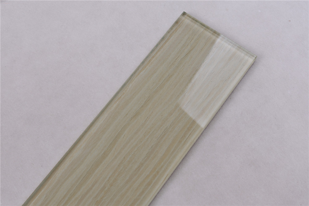 Natural Wooden Color Beige Glass Mosaic Tiles HSMW11