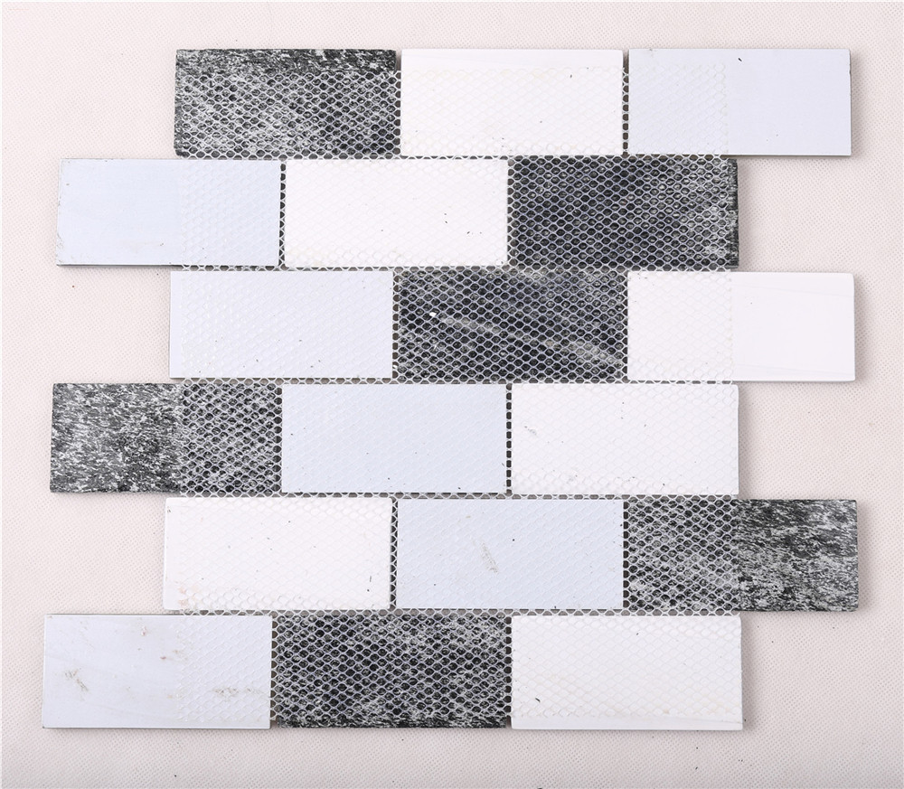 HMB03 Glass Mix Marble Mosaic Tile Grey Top Quality Kitchen Backsplash