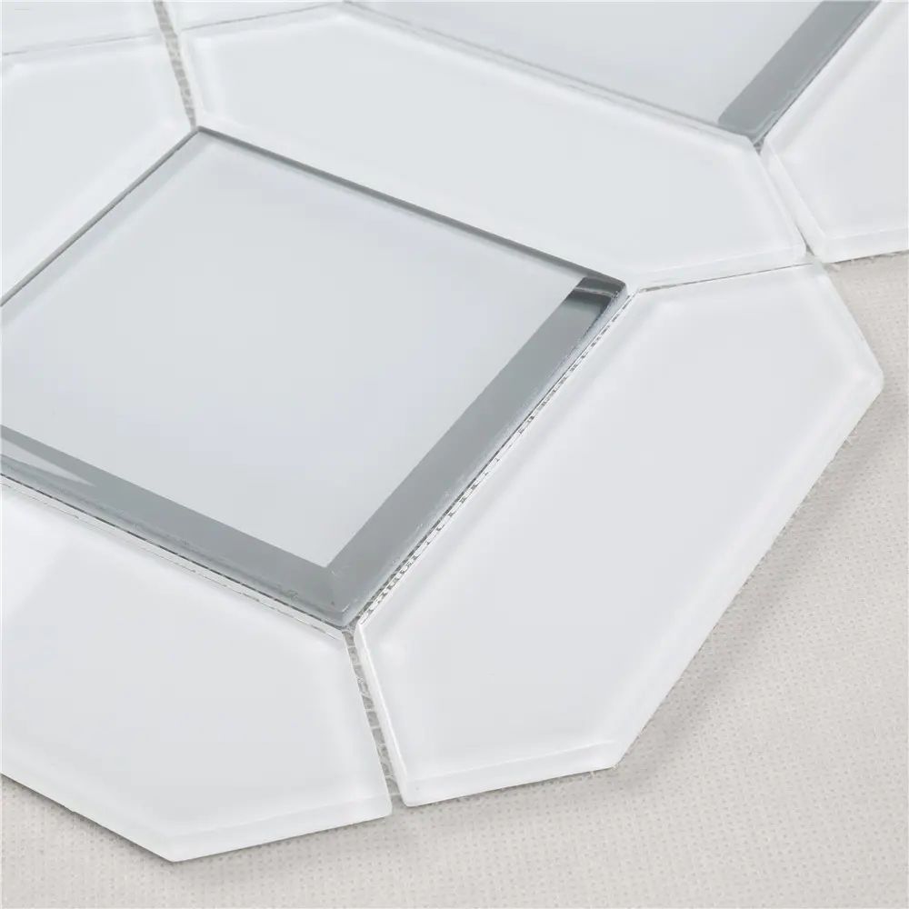 HMB124 Ultra Clear White Bevel Glass Mosaic for Bathroom, living room, wash room
