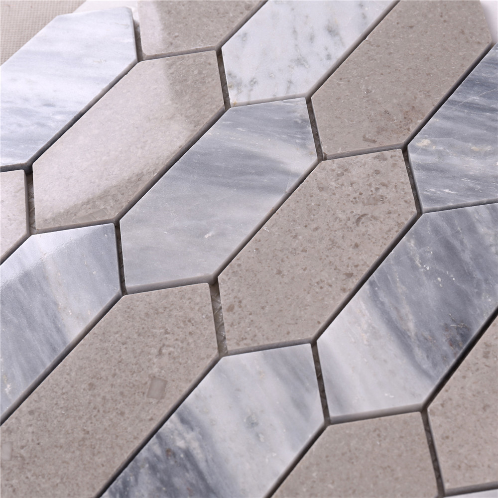 HSC48 Brown Mixed Gray Arrow Stone Mosaic Floor Tile