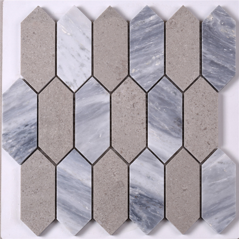 HSC48 Brown Mixed Gray Arrow Stone Mosaic Floor Tile