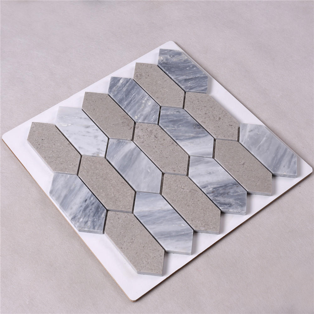 HSC48 Brown Mixed Gray Arrow Stone Mosaic Floor Tile
