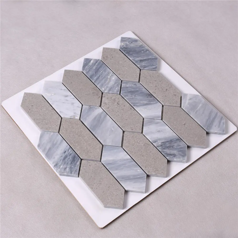 marble grey mosaic wall tiles flower for business for bathroom
