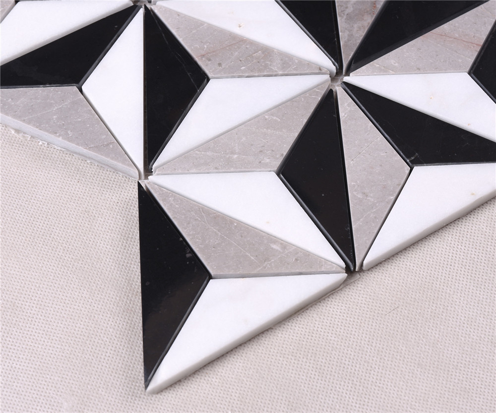 Classic White Mixed Black Stone Marble Backsplash Mosaic Floor Tile HSC89