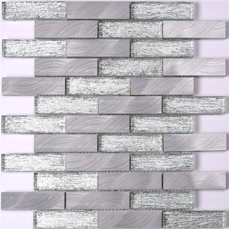 product-Heng Xing-Grey Glass and Alu Mosaic Wall Tiles for Kitchen-img