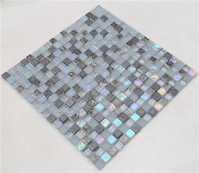 product-Heng Xing-Gray Iridescent Square Shape Classic Glass Mosaic Tiles For Decoration-img