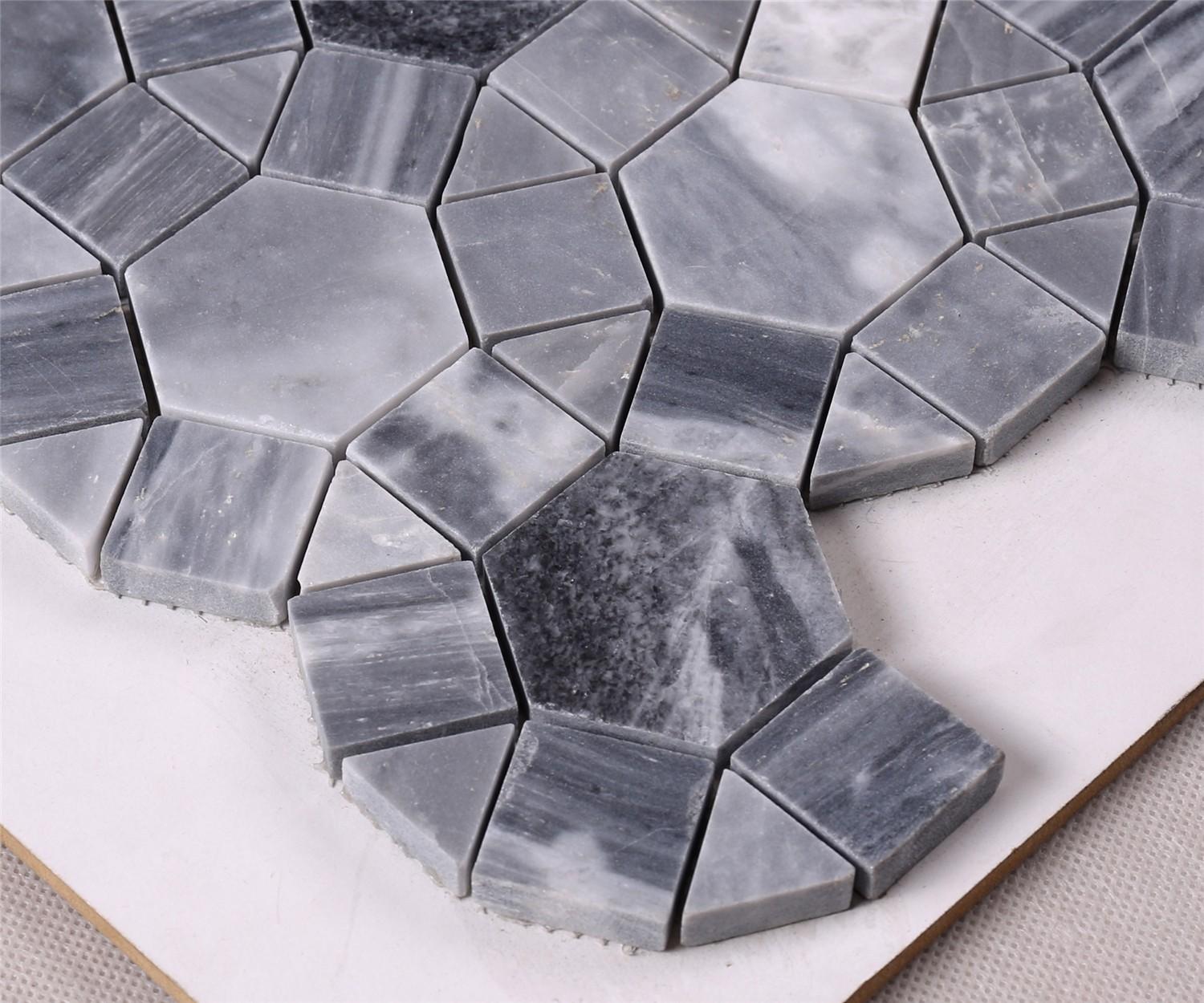 product-Heng Xing-Dark Gray Round Shape Marble Mosaic Tile for Floor HSC32-img