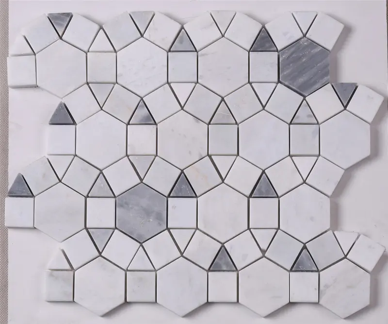 Gray Mixed Carrara White Marble Mosaic Tile for Wall Decoration