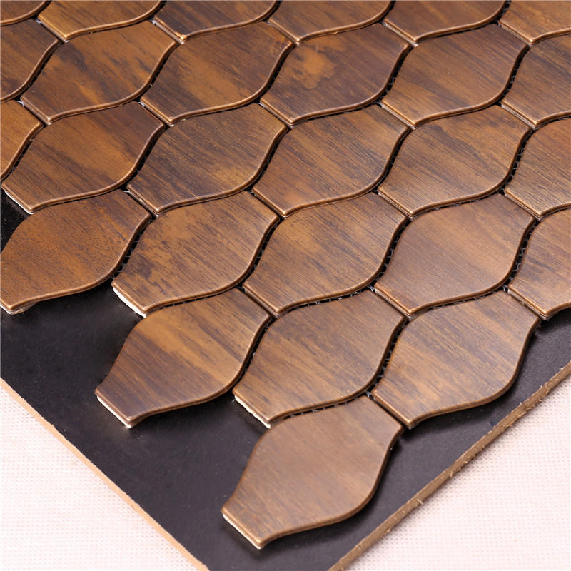 Leaf Shape Bronze Mosaic Tile for Wall Decoration