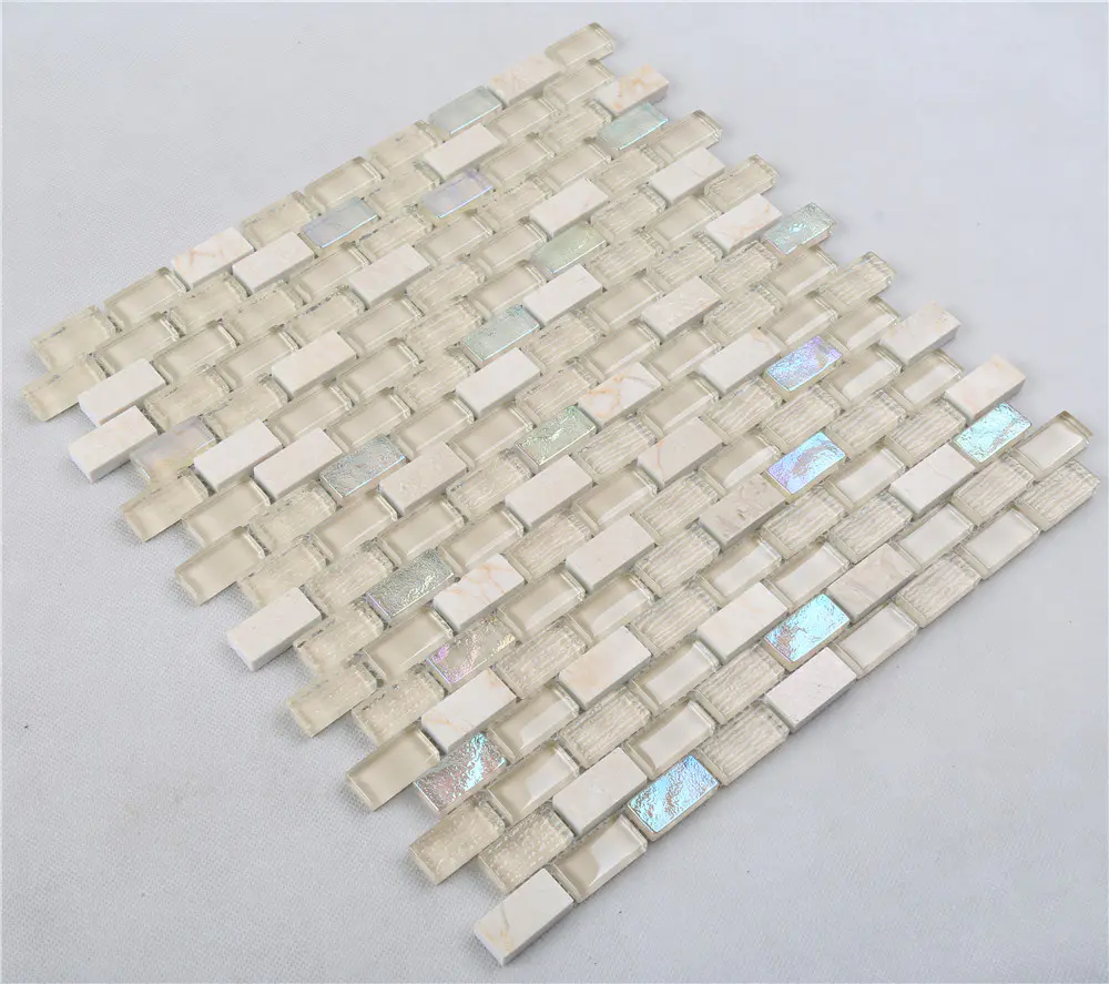 Yellow Iridescent Small Chips Glass Mosaic Mix Stone HSPA06