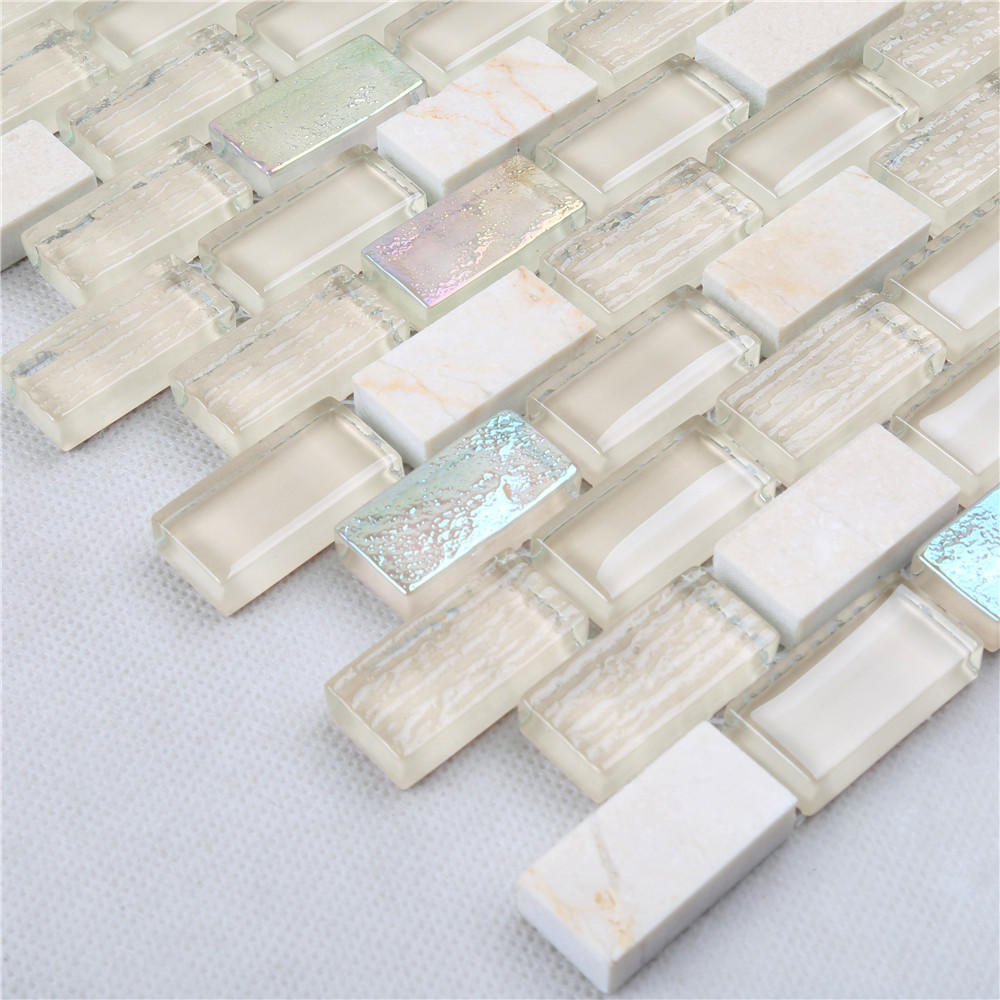 Yellow Iridescent Small Chips Glass Mosaic Mix Stone HSPA06