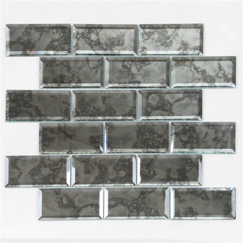 Antique Pattern Silver Subway Tile, Antiqued Mirrored Subway Tiles
