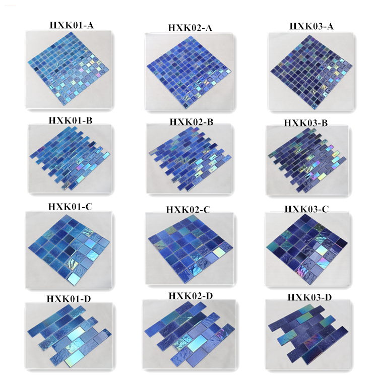 Ideal Outdoor Ocean Blue Iridescent Swimming Pool Mosaic Tiles HXK02-B