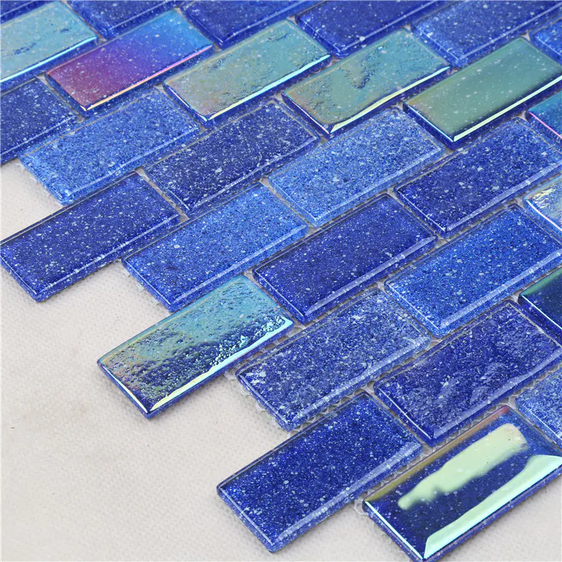 Ideal Outdoor Ocean Blue Iridescent Swimming Pool Mosaic Tiles HXK02-B