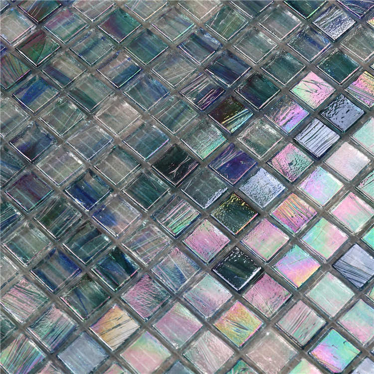 Iridescent Blue Glass Mosaic Tiles for Swimming Pools Fountain Spa NF763