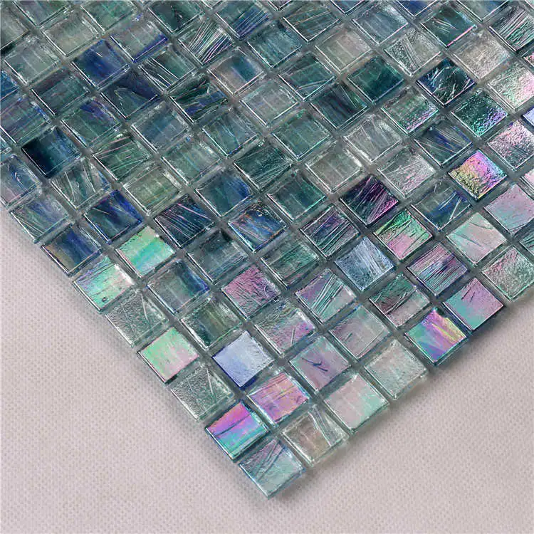 Iridescent Blue Glass Mosaic Tiles for Swimming Pools Fountain Spa NF763