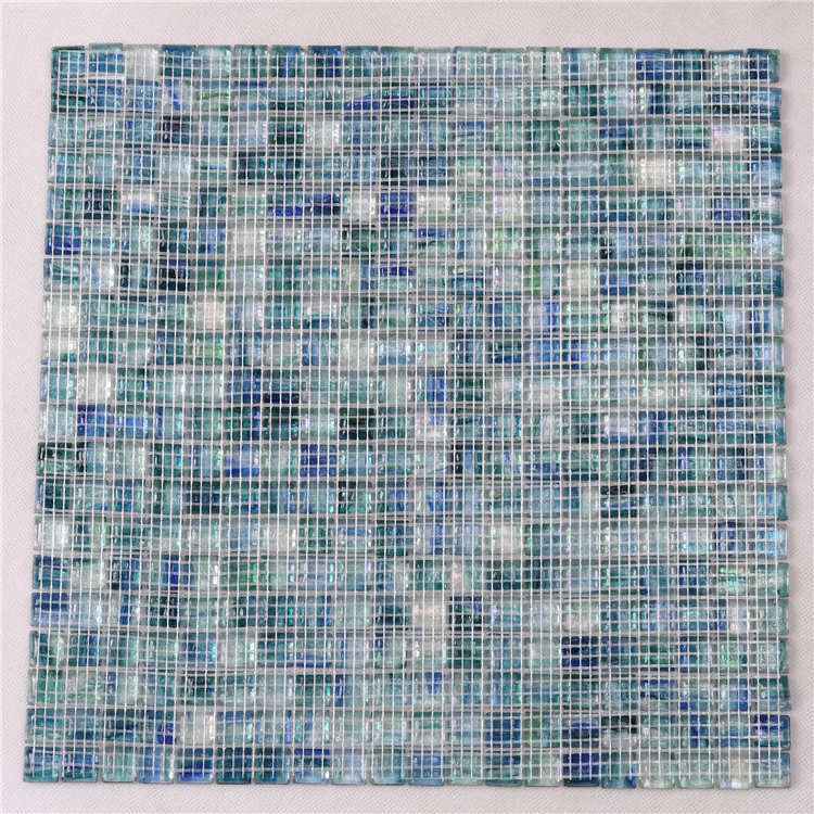 Iridescent Blue Glass Mosaic Tiles for Swimming Pools Fountain Spa NF763